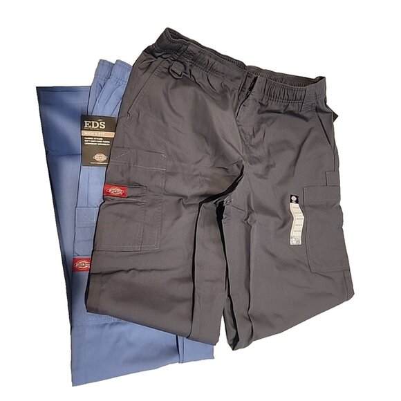 2 pairs sz M DICKIES EDS Signature Mens zip Fly Pull-On cargo Scrubs Pants gray - Picture 6 of 7